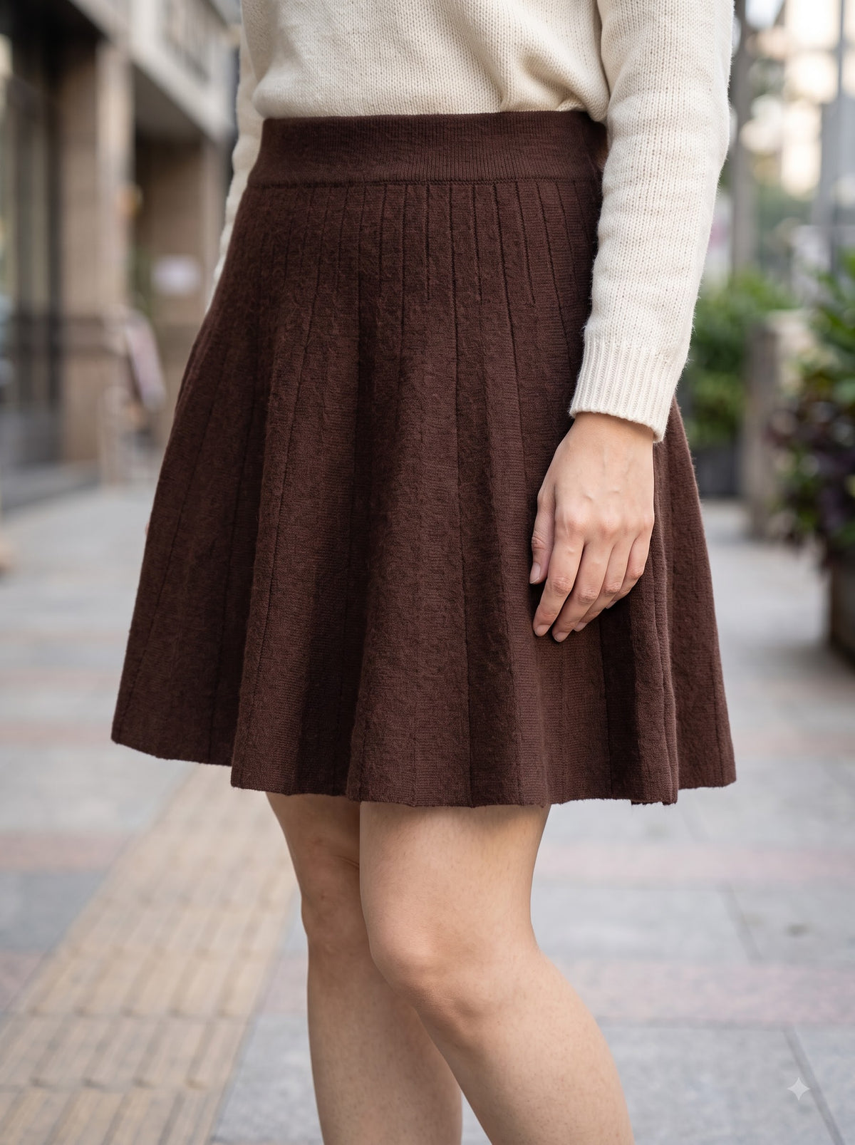 Cocoa Luxe Ribbed Knit Skirt