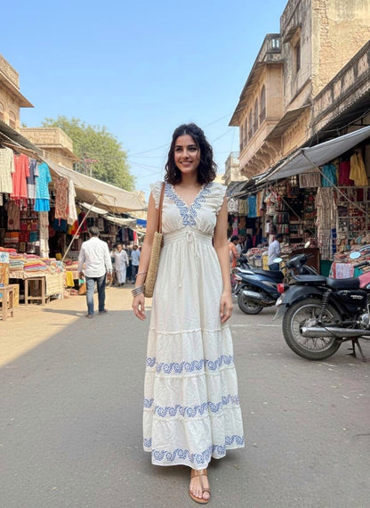 Off-White Cotton Maxi Dress