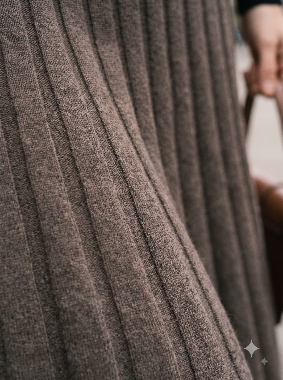 Mocha Elegance Pleated Midi Skirt
