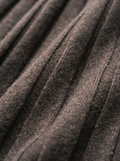 Mocha Elegance Pleated Midi Skirt