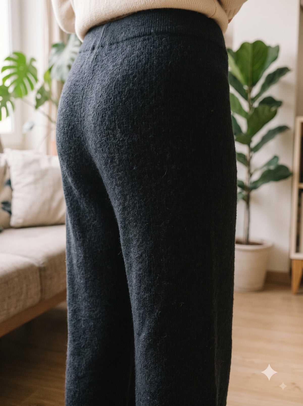 Midnight Textured Wide-Leg Trousers