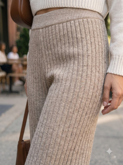 Nora Cozy Ribbed Knit Trousers
