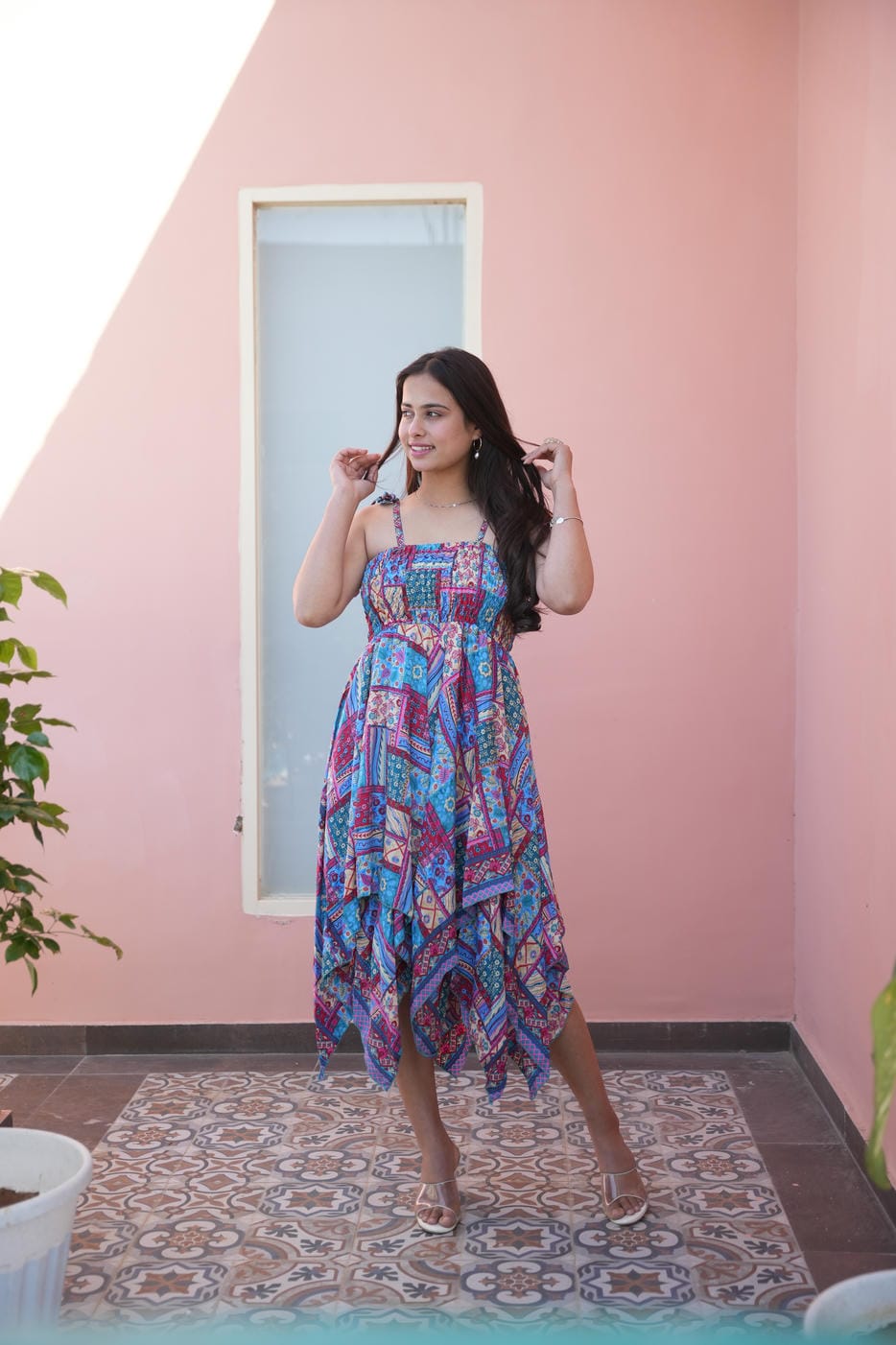 JONAH TOURQIUES PATCH WORK ZYPSY BOHO SHORT DRESS