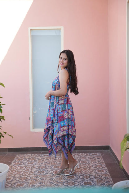 JONAH TOURQIUES PATCH WORK ZYPSY BOHO SHORT DRESS