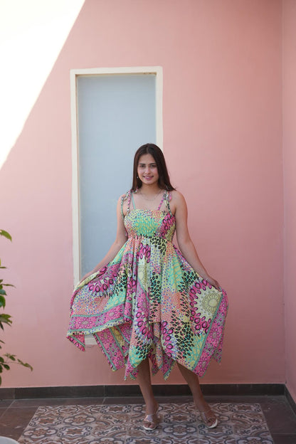 REY MULTICOLOUR TRIANGLE GYPSY BOHO SHORT DRESS