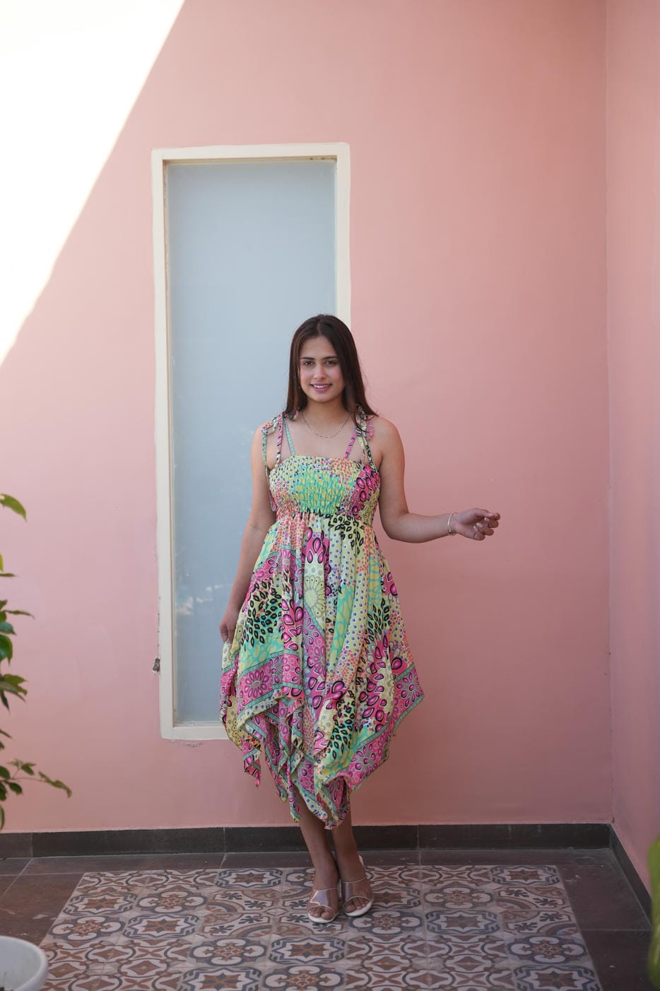 REY MULTICOLOUR TRIANGLE GYPSY BOHO SHORT DRESS