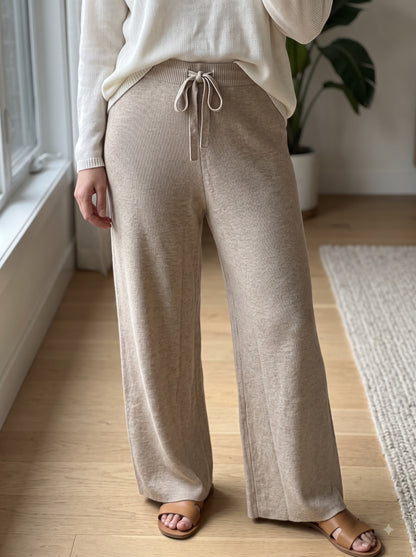 Oatmilk Luxe Knit Trousers