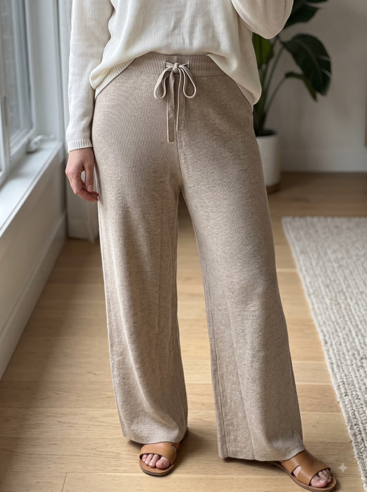 Oatmilk Luxe Knit Trousers