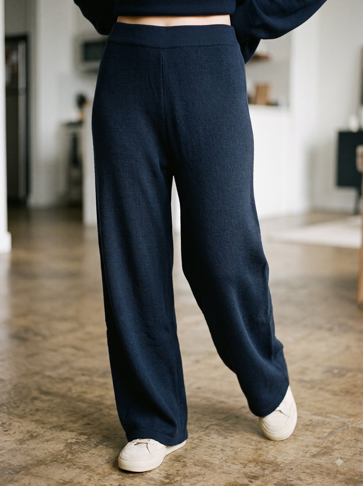 Navy Coast Knit Trousers