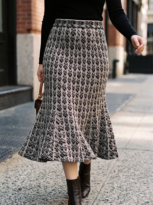 Chevron Muse Midi Skirt