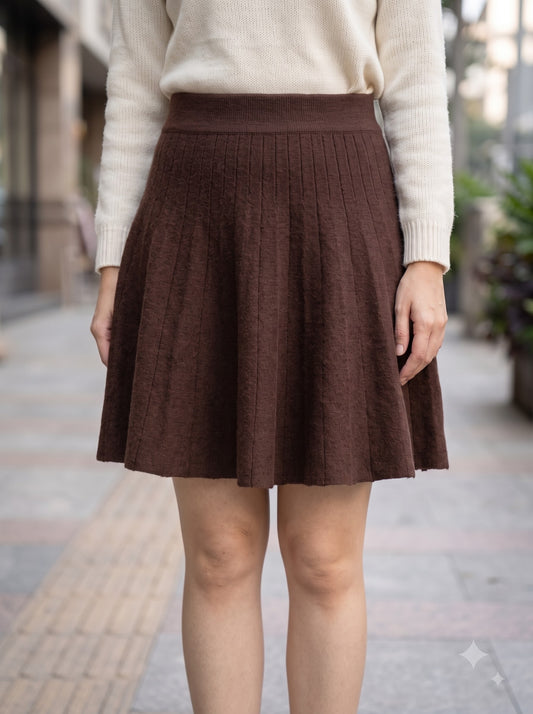 Cocoa Luxe Ribbed Knit Skirt