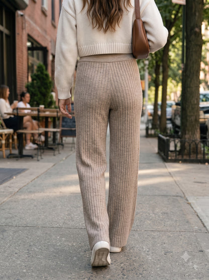Nora Cozy Ribbed Knit Trousers