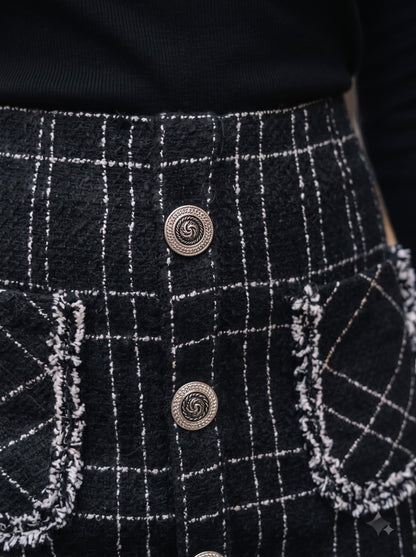 Tweed Button Down Mini Skirt