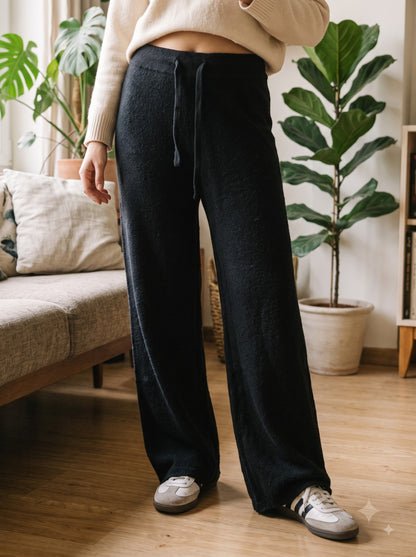 Midnight Textured Wide-Leg Trousers