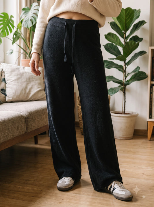 Midnight Textured Wide-Leg Trousers