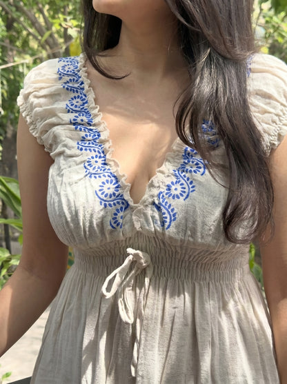 Off-White Cotton Maxi Dress