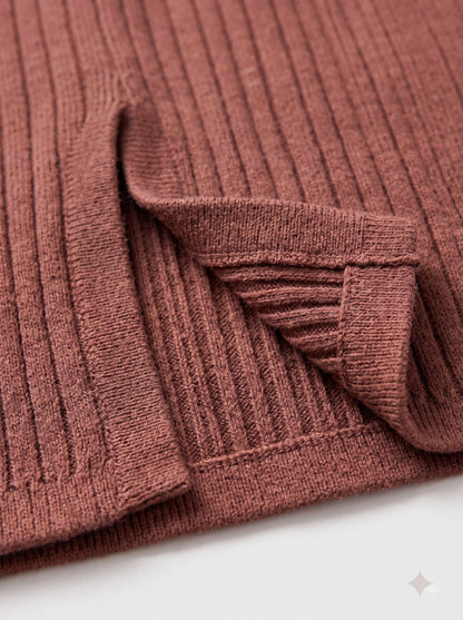 Cocoa Ribbed Midi Skirt