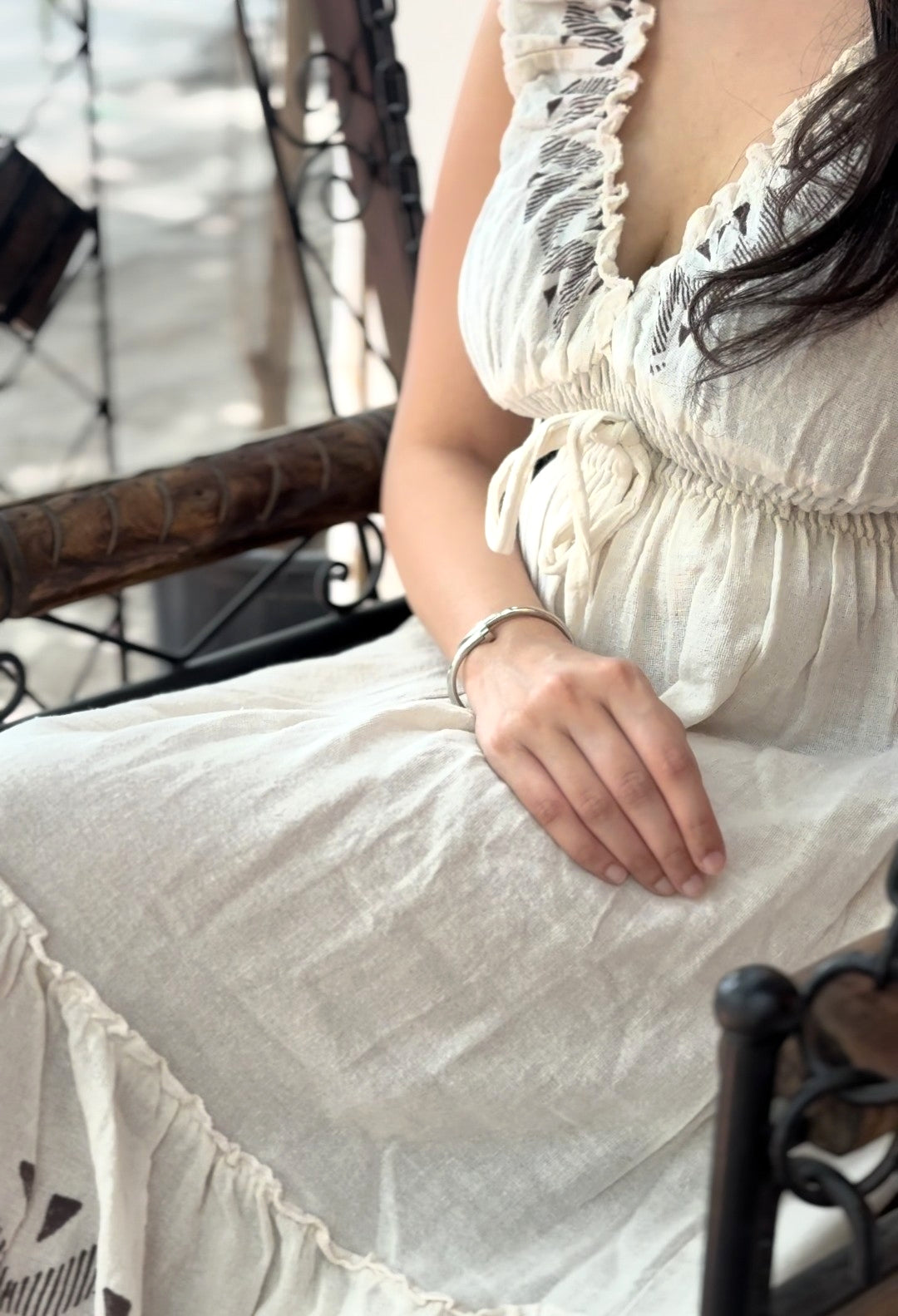 Off-White Cotton Maxi Dress
