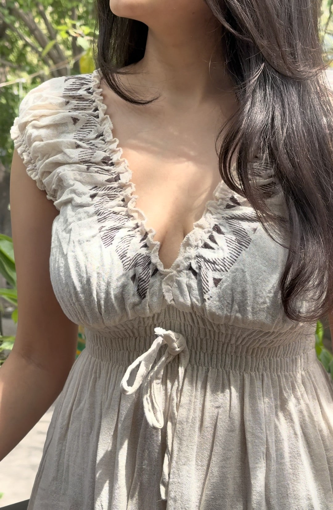 Off-White Cotton Maxi Dress